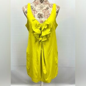 ESLEY Bright yellow ruffle front tank mini dress size‎ M
